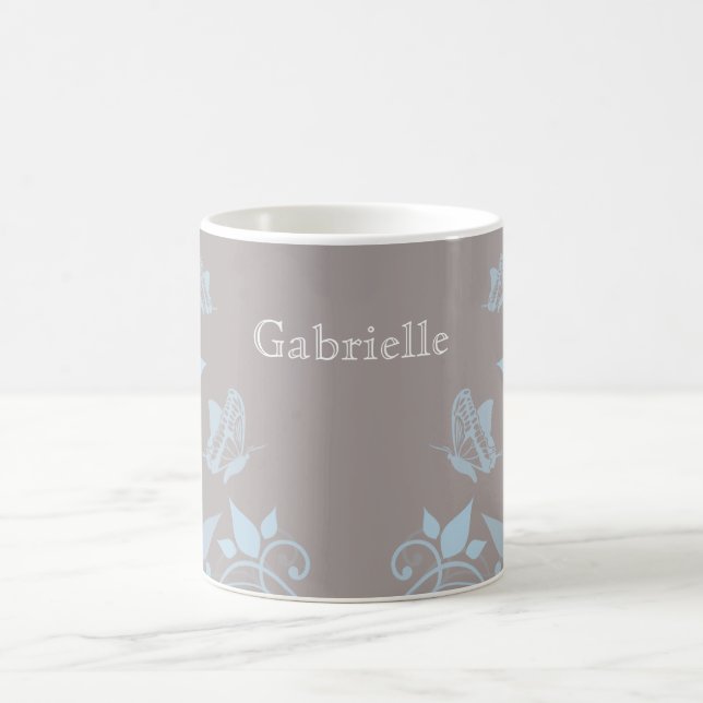 Caneca De Café Pasta Floral Azul Borboleta (Centro)