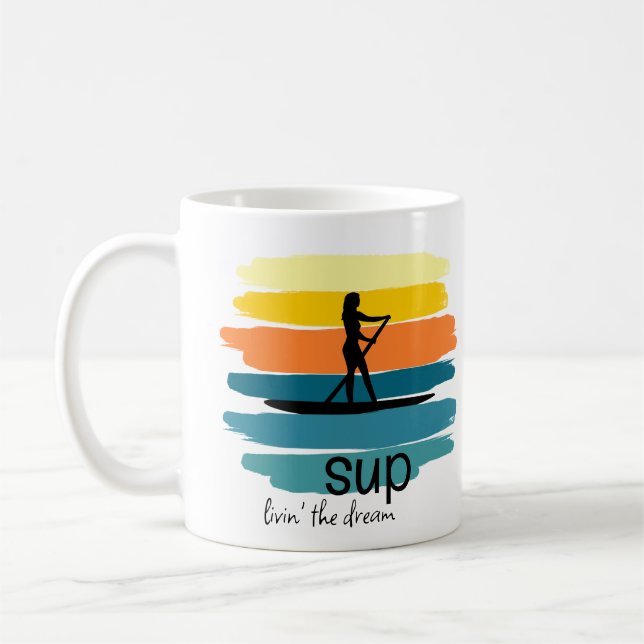 Caneca De Café Pasta Paddleboard Retro SUP Personalizado (Esquerda)