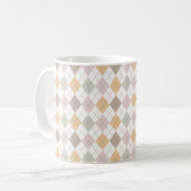 Caneca De Café Pastel Argyle Pattern Mug (Frente Esquerda)