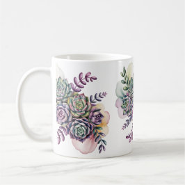 Caneca De Café Pastel blue and pink succulents