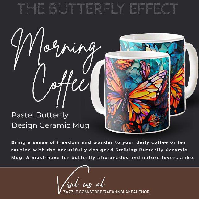 Caneca De Café Pastel Borboleta Design Cerâmica (Criador carregado)