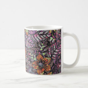 Caneca De Café Pastel Colors padrão floral arte digital românti