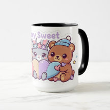 Caneca de Café Pastel de Animais Kawaii Fofinhos