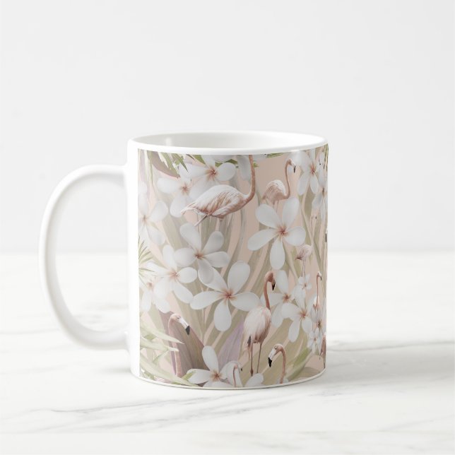 Caneca De Café Pastel Flamingo Jungle Love #3 #tropical #wall (Esquerda)