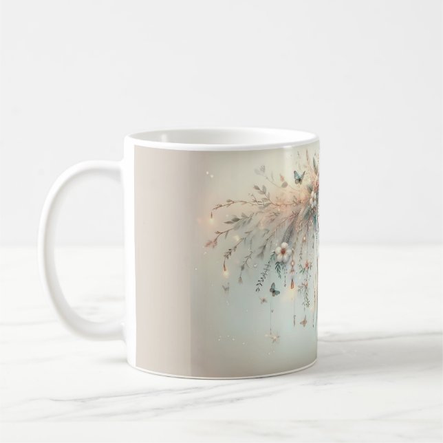Caneca De Café Pastel Floral Butterfly Dreamcatcher (Esquerda)