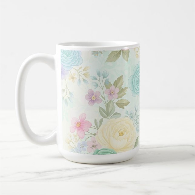Caneca De Café Pastel Floral Design Mug (Esquerda)