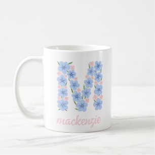 Caneca De Café Pastel Floral - Letra M Monograma