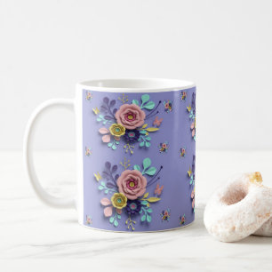Caneca De Café Pastel Floral Purple Mug