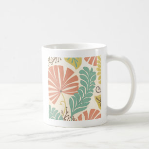 Caneca De Café Pastel Floral Vines e Folhas em Fundo de Creme