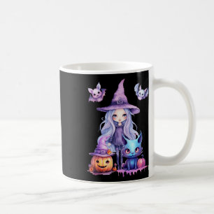 Caneca De Café Pastel Halloween Bruxa Gato-Pumpkin Pastelcore