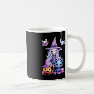 Caneca De Café Pastel Halloween Bruxa Gato-Pumpkin Pastelcore