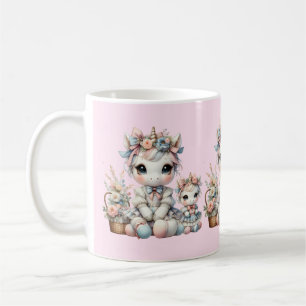 Caneca De Café Pastel Kawaii Unicorn Mãe Filha Duo Rosa