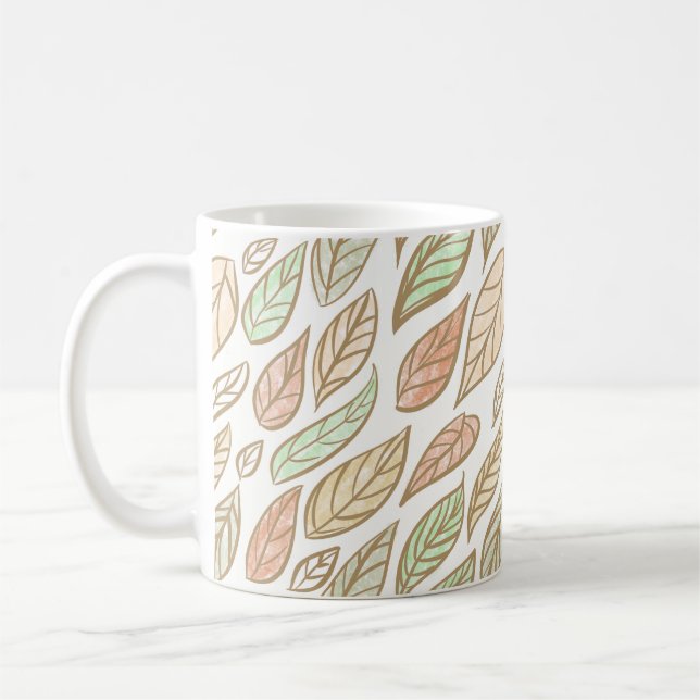 Caneca De Café Pastel Leaf Drift Botanical (Esquerda)