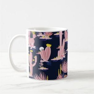 Caneca De Café Pastel Pastel Seamless vintage cacto de Verão em 