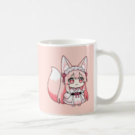 Caneca De Café Pastel Pink Chibi Fox Girl  Coffee Mug