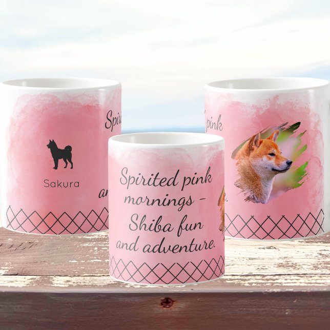 Caneca De Café Pastel Pink Shiba Inu  Mug – Custom Photo & Name (Criador carregado)