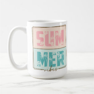 CANECA DE CAFÉ PASTEL PINK & VERDE VIBES DE VERÃO DIZENDO