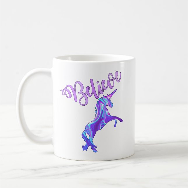 Caneca De Café Pastel Rainbow Acredita Em Unicórnios (Esquerda)