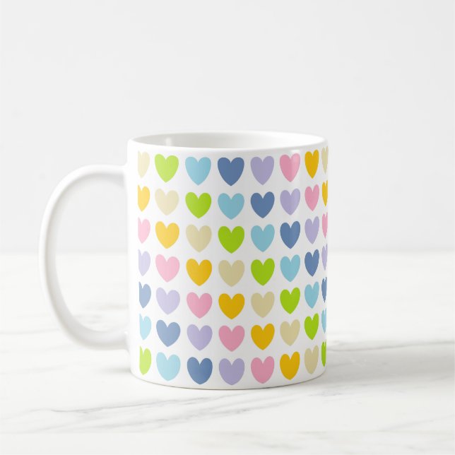Caneca De Café Pastel Rainbow Hearts (Esquerda)