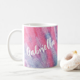 Caneca De Café Pastel Rainbow Tie Dye Groovy Personalizado