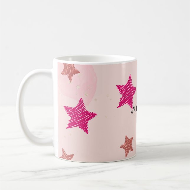 Caneca De Café Pastel Rosa Bonito Estende Padrão de Natal (Esquerda)