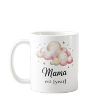 Pastel Rosa "Mamãe Est". Mug - Presente de Chá de