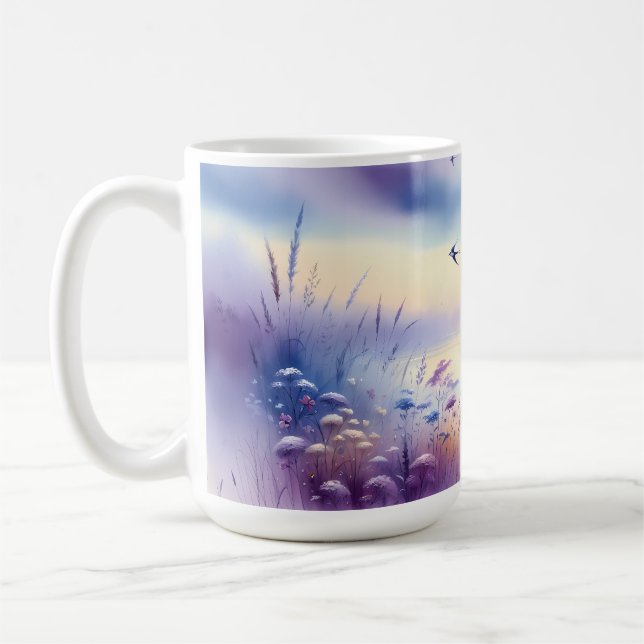 Caneca De Café Pastel Sailboat Coastal Dreamscape (Esquerda)