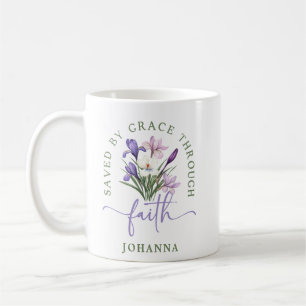 Caneca De Café Pastel Spring Flowers Salvo pela Graça através da