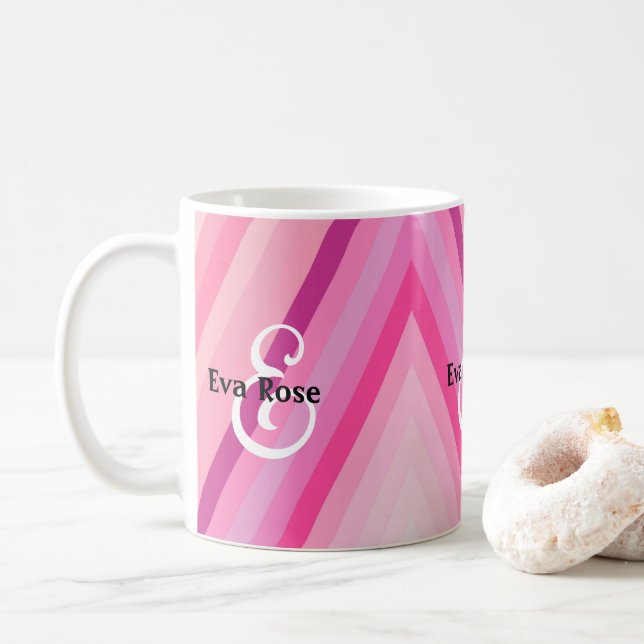 Caneca De Café Pastel - Stripe-Rosa (Com Donut)