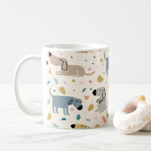 Caneca De Café Pastel Terrazzo Funny Cute Dog Patterno