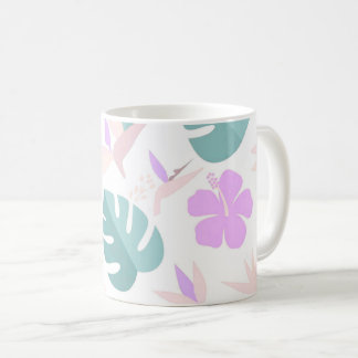Caneca De Café Pastel Tropical Floral Pattern