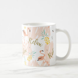 Caneca De Café Pastel Tropical Pink Flamingo Pattern