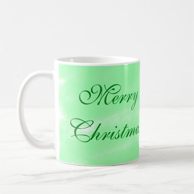 Caneca De Café Pastel verde aquarela feliz natal moderno (Esquerda)