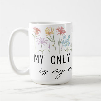 CANECA DE CAFÉ PASTEL WATERCOLOR FLORAL MOTIVACIONAL DIZENDO