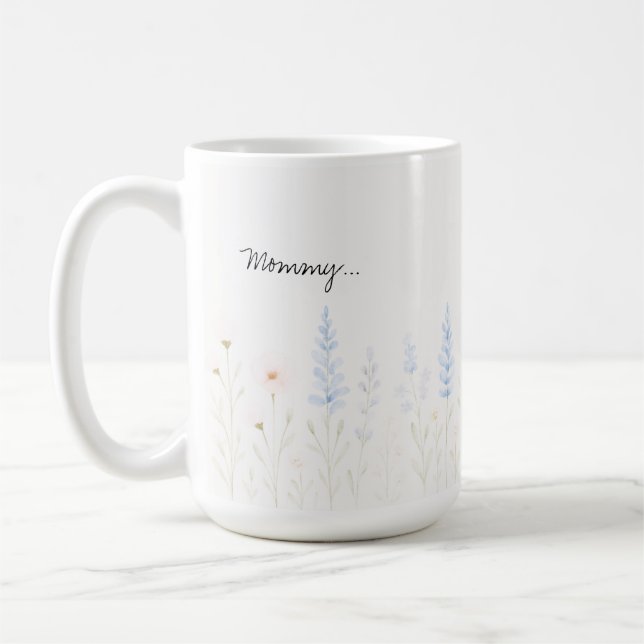 Caneca De Café Pastel Wild Flowers Mug com Mensagem Personalizada (Esquerda)