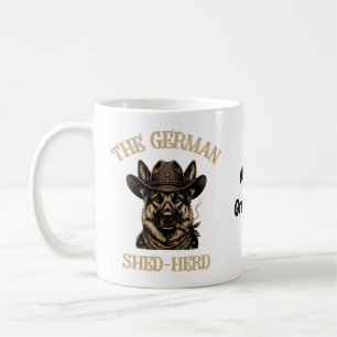 Caneca De Café  Pastor Alemão Cowboy Engraçado Shed-Herd Alemão