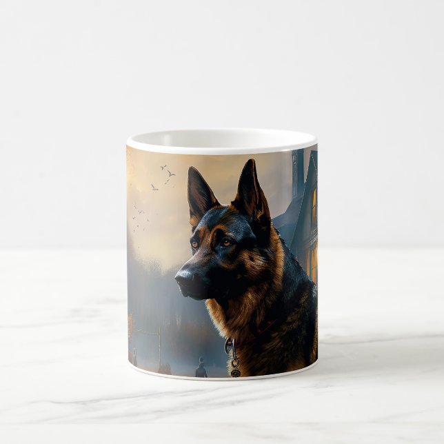 Caneca De Café Pastor Alemão de Halloween Assustador (Centro)