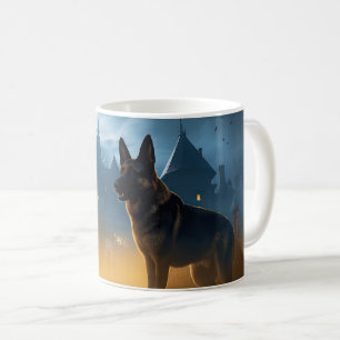 Caneca De Café Pastor Alemão de Halloween Assustador