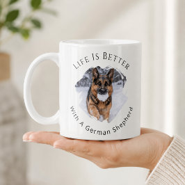 Caneca De Café Pastor Alemão GSD Foto A Vida é Melhor