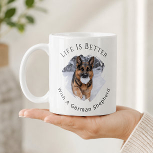 Caneca De Café Pastor Alemão GSD Foto A Vida é Melhor