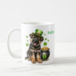 Caneca De Café Pastor Alemão Personalizado Dia de São Patrício