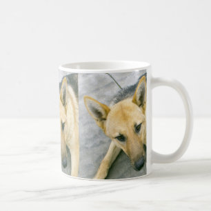 Caneca De Café pastor-alemão-preto e creme
