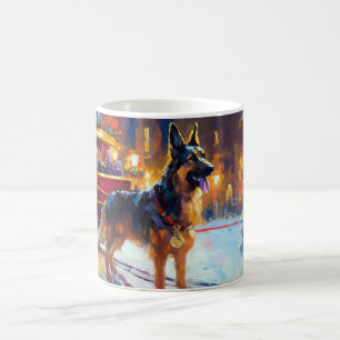 Caneca De Café Pastor Alemão Temporada de Natal Festiva
