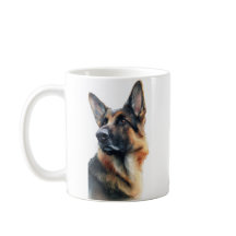 Pastor alemão vira a cabeça aquarela