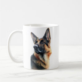 Caneca De Café Pastor alemão vira a cabeça aquarela