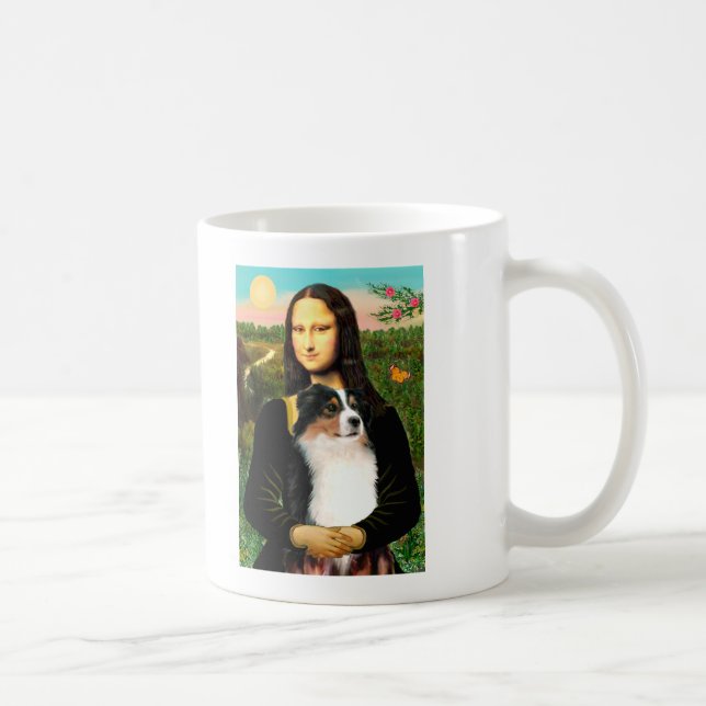 Caneca De Café Pastor australiano de Mona Lisa (Tri) (Direita)