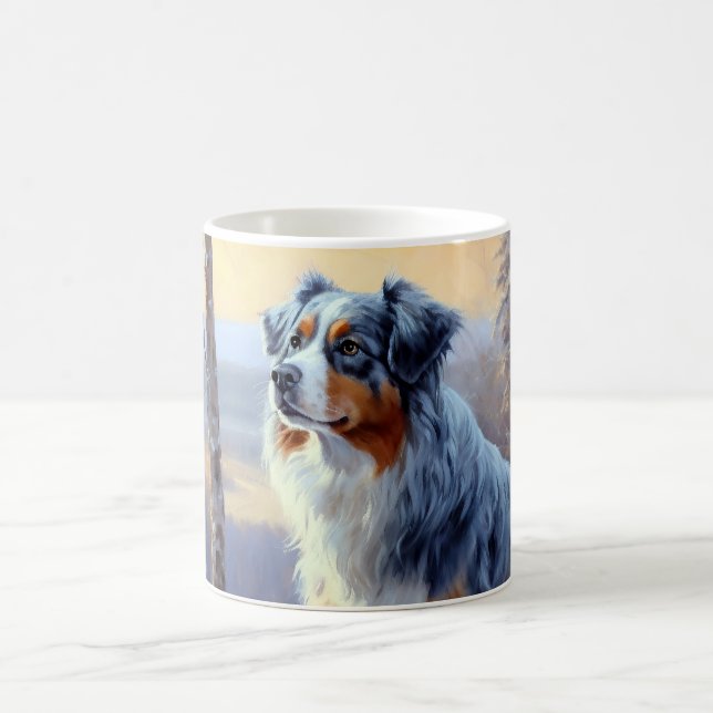 Caneca De Café Pastor Australiano Deixa Neve Natal (Centro)