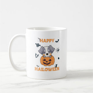Caneca De Café Pastor Australiano Em Pumpkin Cute Happy