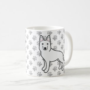 Caneca De Café Pastor branco / German shepherd branco Cão e patas