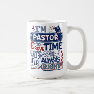Caneca De Café Pastor Sempre Certo, Engraçado, Humor Humor.